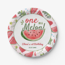 Watermelon 1st Birthday Summer Party Paper Plate