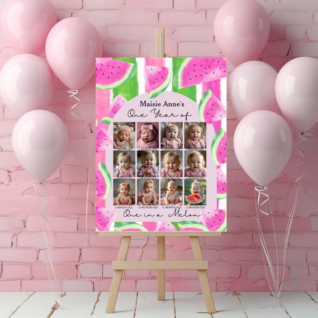 Watermelon 1st Year Photo Milestone 12 Month Photo Foam Board (Watermelon 1st Year Photo Milestone 12 Month Photo Foam Board)
