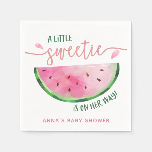 Watermelon A little Sweetie is on the Way Napkins