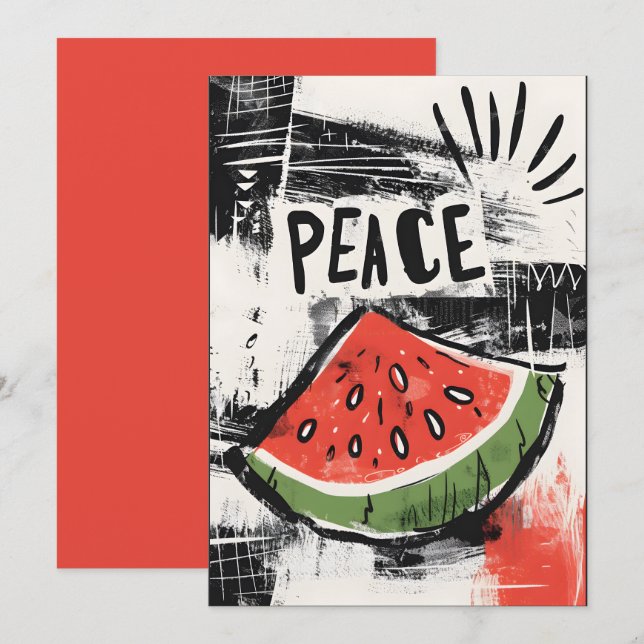 Watermelon Abstract Elegance Hues: فلسطين Invitation (Front/Back)