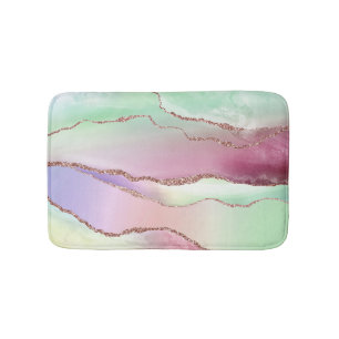 Watermelon Agate Neo Mint Green and Cassis Pink Bath Mat