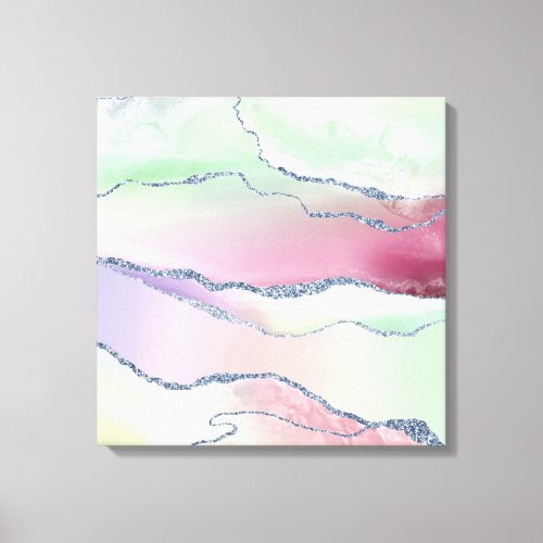 Watermelon Agate  Neo Mint Green and Cassis Pink Canvas Print