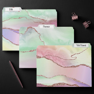 Watermelon Agate Neo Mint Green and Cassis Pink File Folder