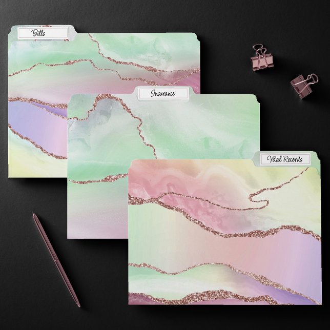 Watermelon Agate | Neo Mint Green and Cassis Pink File Folder (Creator Uploaded)