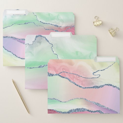 Watermelon Agate  Neo Mint Green and Cassis Pink File Folder