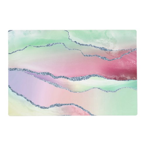 Watermelon Agate  Neo Mint Green and Cassis Pink Placemat