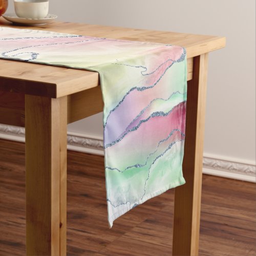 Watermelon Agate  Neo Mint Green and Cassis Pink Short Table Runner