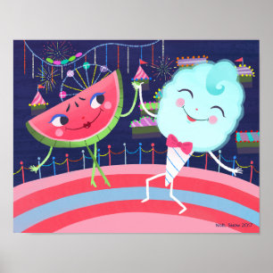 Watermelon and Cotton Candy Carnival Poster