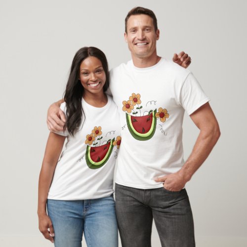 Watermelon and Daisies Mens T_Shirt