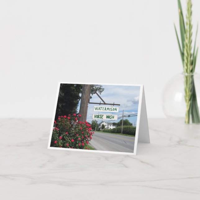 Watermelon and Horse Wash Sign (horizontal) Card (Front)