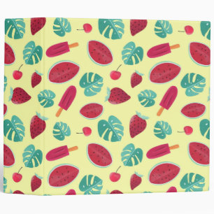 Watermelon and ice cream on yellow 3 ring binder
