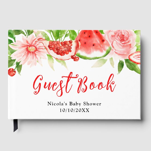 Watermelon and Pomegranate Baby Shower Guest Book (Front)