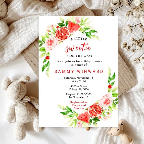 Watermelon and Pomegranate Baby Shower Invitation