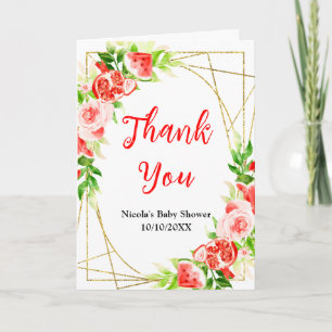 Watermelon and Pomegranate Baby Shower Letterpress Thank You Card