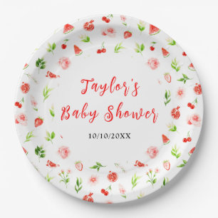 Watermelon and Pomegranate Baby Shower Paper Plates