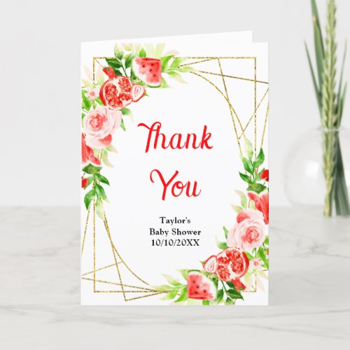 Watermelon and Pomegranate Baby Shower Thank You Card