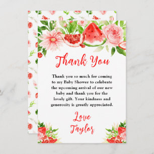 Watermelon and Pomegranate Baby Shower Thank You Card