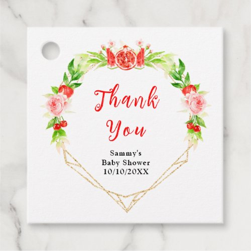 Watermelon and Pomegranate Baby Shower Thank You Favor Tags