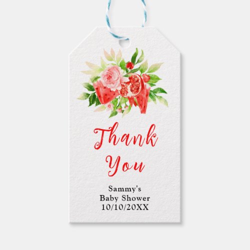 Watermelon and Pomegranate Baby Shower Thank You Gift Tags