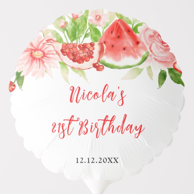 Watermelon and Pomegranate Birthday Balloon (Front)