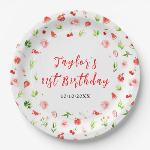 Watermelon and Pomegranate Birthday Paper Plates