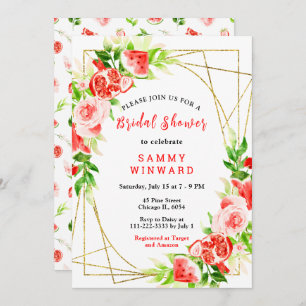 Watermelon and Pomegranate Bridal Shower Invitation