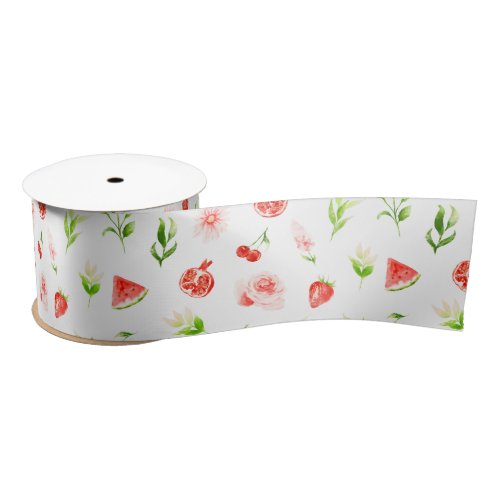 Watermelon and Pomegranate Pattern Satin Ribbon