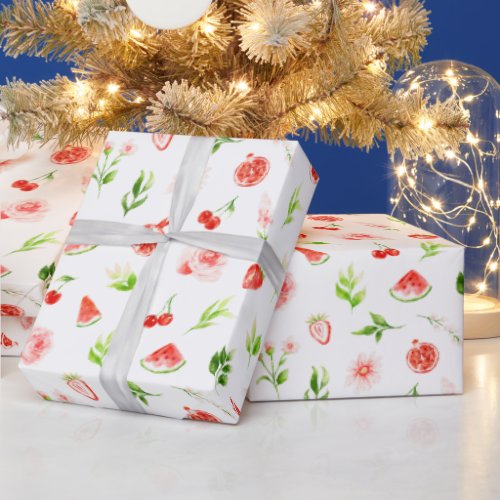 Watermelon and Pomegranate Pattern Wrapping Paper