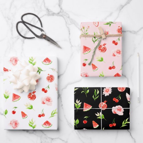 Watermelon and Pomegranate Pattern Wrapping Paper Sheets