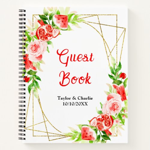 Watermelon and Pomegranate Wedding Guest Book