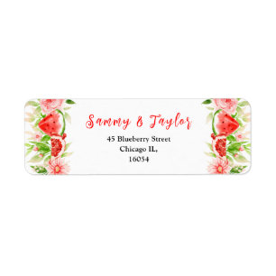 Watermelon and Pomegranate Wedding Label