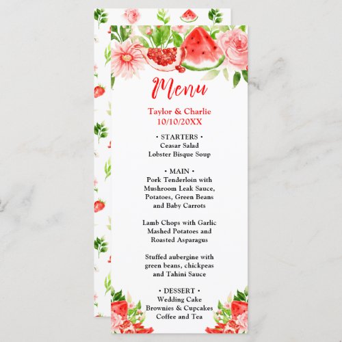 Watermelon and Pomegranate Wedding Menu