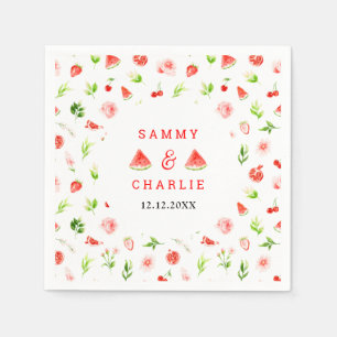 Watermelon and Pomegranate Wedding Napkins