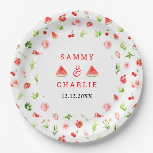 Watermelon and Pomegranate Wedding Paper Plates