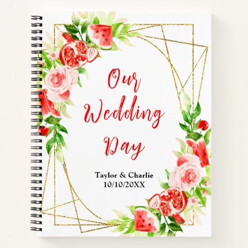 Watermelon and Pomegranate Wedding Planner Notebook