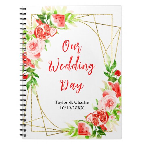 Watermelon and Pomegranate Wedding Planner Notebook