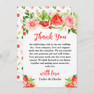 Watermelon and Pomegranate Wedding Thank You Card