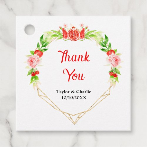 Watermelon and Pomegranate Wedding Thank You Favor Tags
