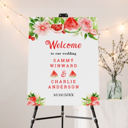 Watermelon and Pomegranate Wedding Welcome Sign