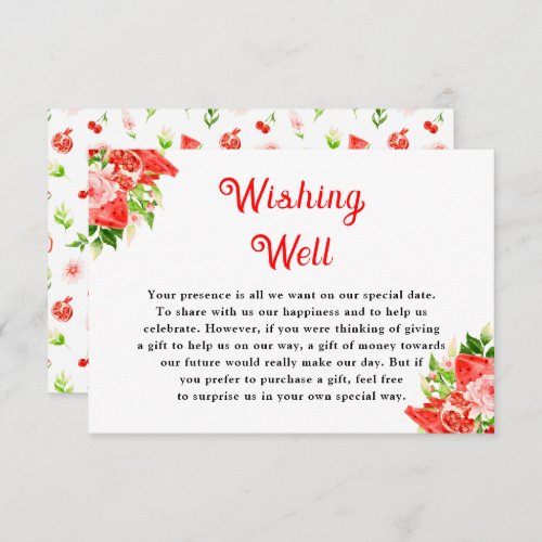 Watermelon and Pomegranate Wedding Wishing Well Enclosure Card