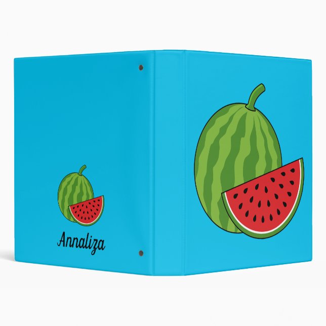 Watermelon and Slice | Add Your Name 3 Ring Binder (Background)
