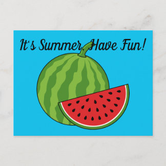 Watermelon and Slice | Add Your Text Postcard