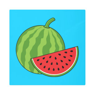 Watermelon and Slice Metal Print
