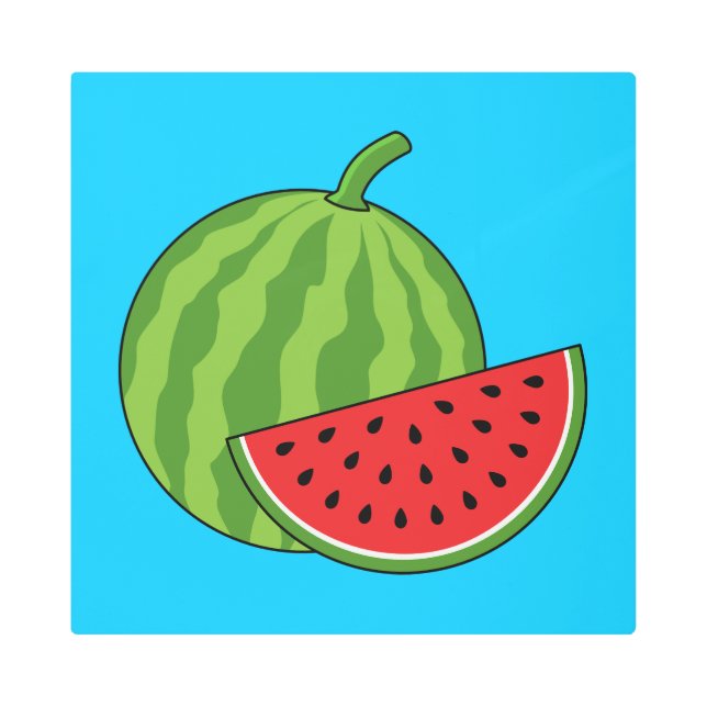 Watermelon and Slice Metal Print (Front)