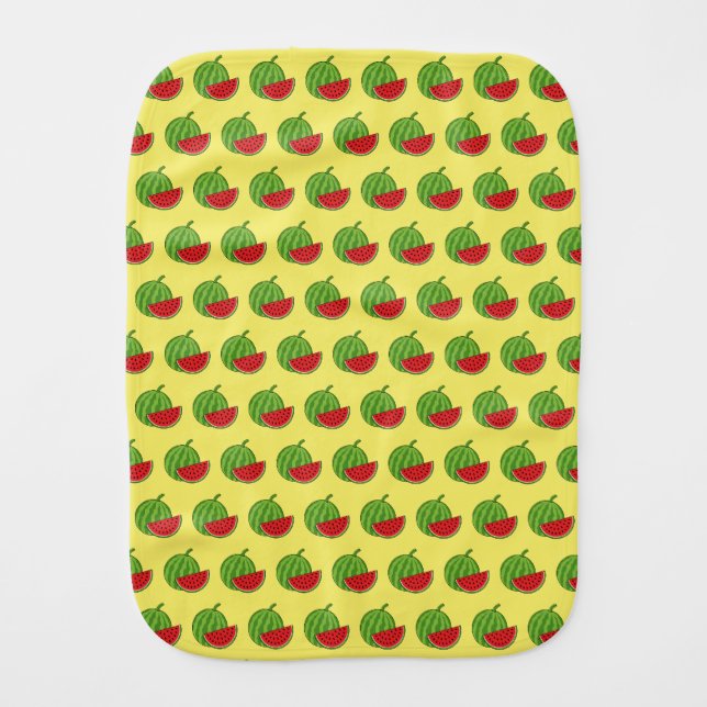 Watermelon and Slice Pattern Baby Burp Cloth (Front)