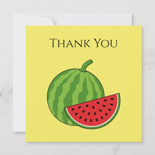Watermelon and Slice Personalize Thank You Card (Front)