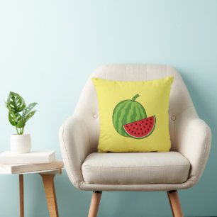Watermelon and Slice Throw Pillow