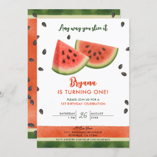 Watermelon Any Way You Slice it 1st Birthday Party Invitation