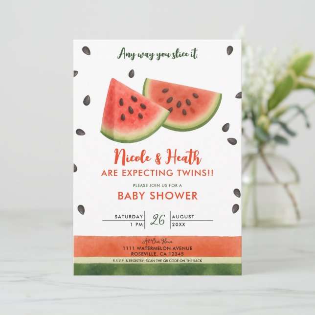 Watermelon Any Way You Slice it Baby Shower Invitation (Standing Front)