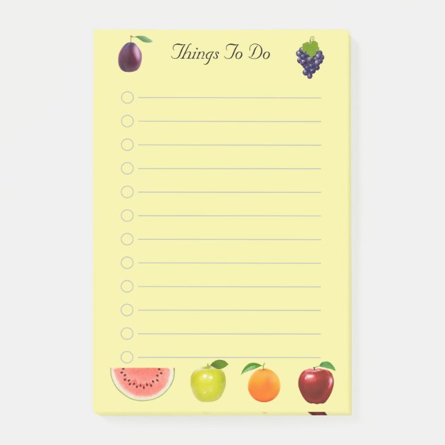 Watermelon Apple & Grapes Fruits on Yellow Notes (Front)